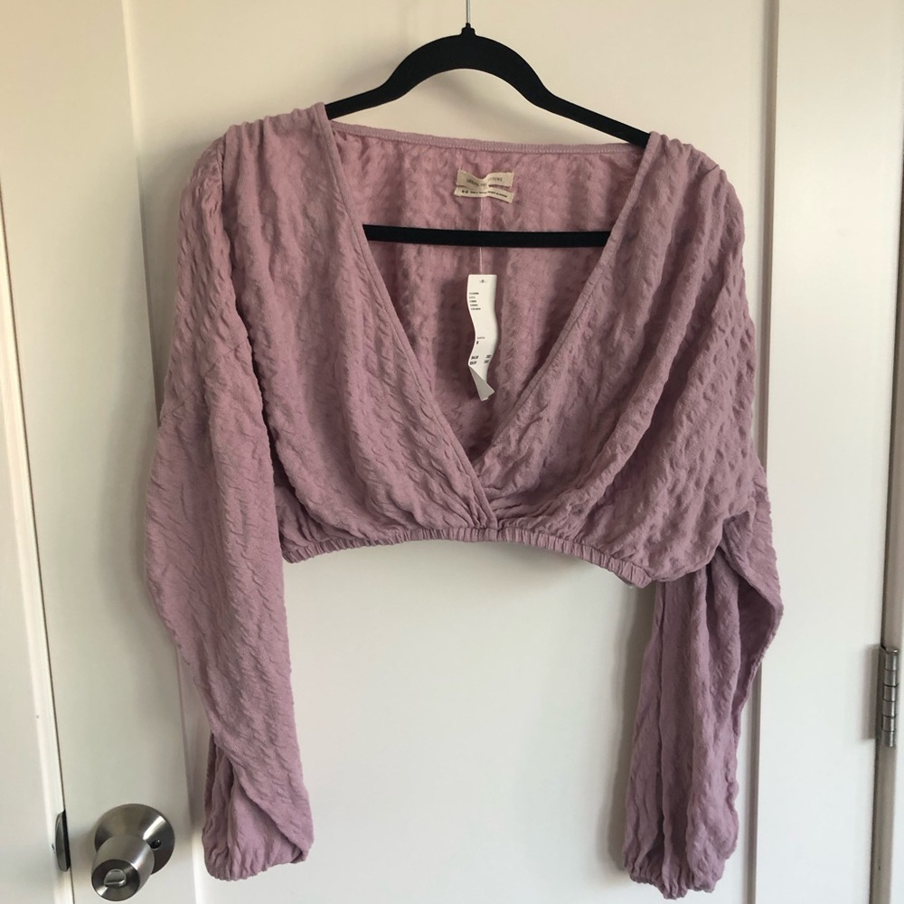 Urban outfitters frida surplice crop top textured fabric lilac